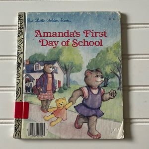 Little Golden Book ~ Amanda’s First Day of School Hardcover 1985